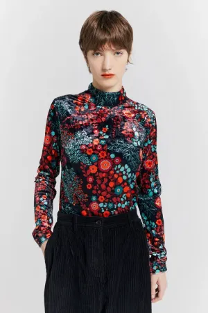 Karen Walker Electric Velvet Turtleneck - Black Multi