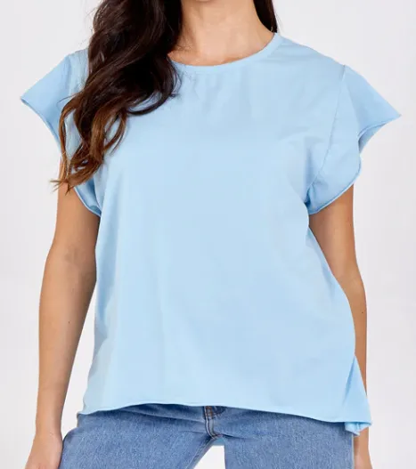 Kathy Cap Sleeve Raw Edge T-Shirt