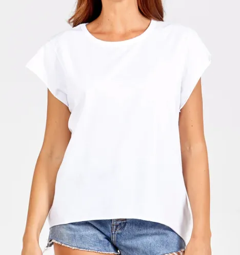 Kathy Cap Sleeve Raw Edge T-Shirt