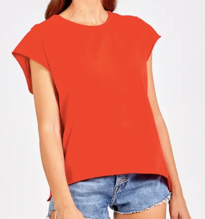 Kathy Cap Sleeve Raw Edge T-Shirt