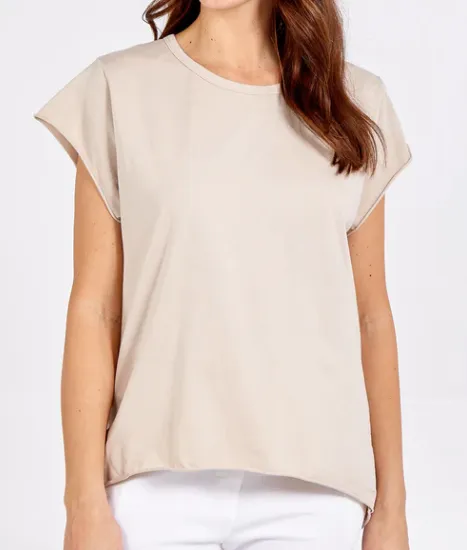 Kathy Cap Sleeve Raw Edge T-Shirt