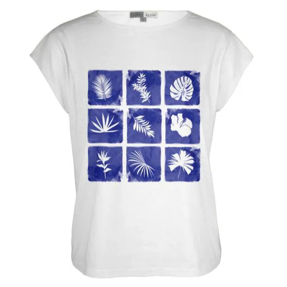 Keyline Floral Print 9 Square Tee - Blue