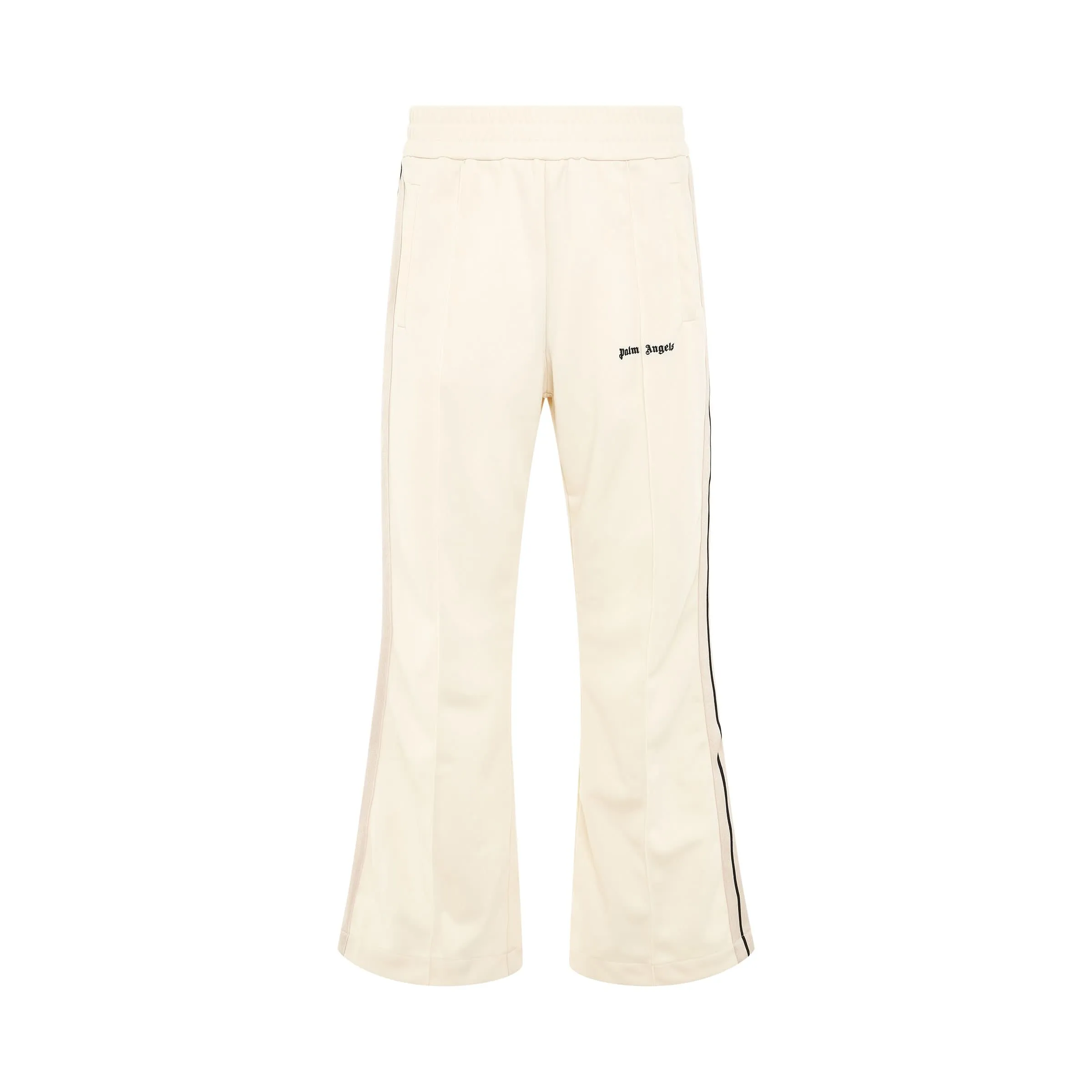 Logo Embroidered Flare Track Pants in Butter