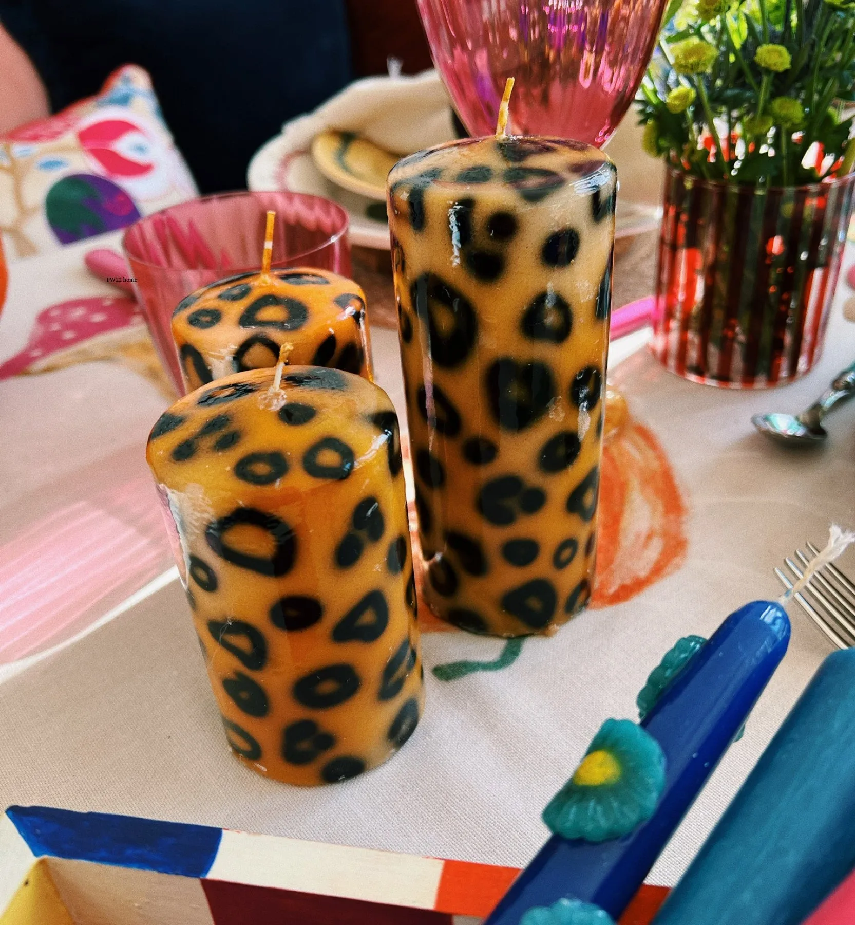 Long Leopard Print Blunt Candle