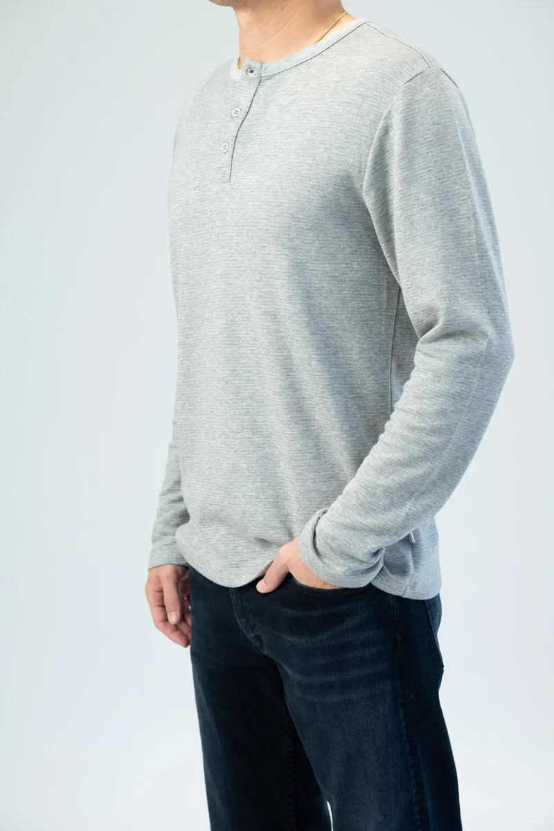 Long Sleeve Henley Shirt in Gris