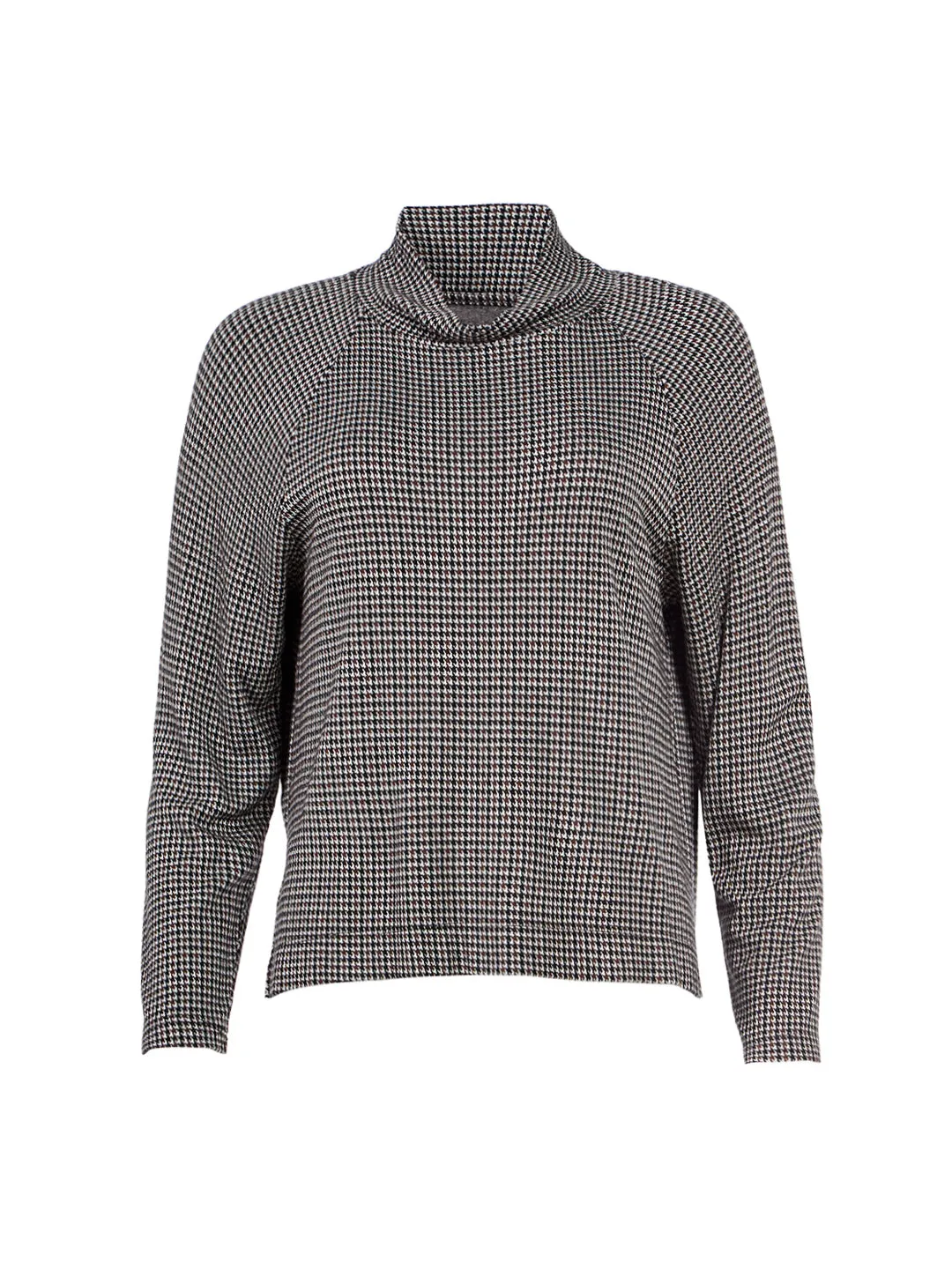 Lou & Grey for LOFT Houndstooth Turtleneck Top in Saddle Brown Multi