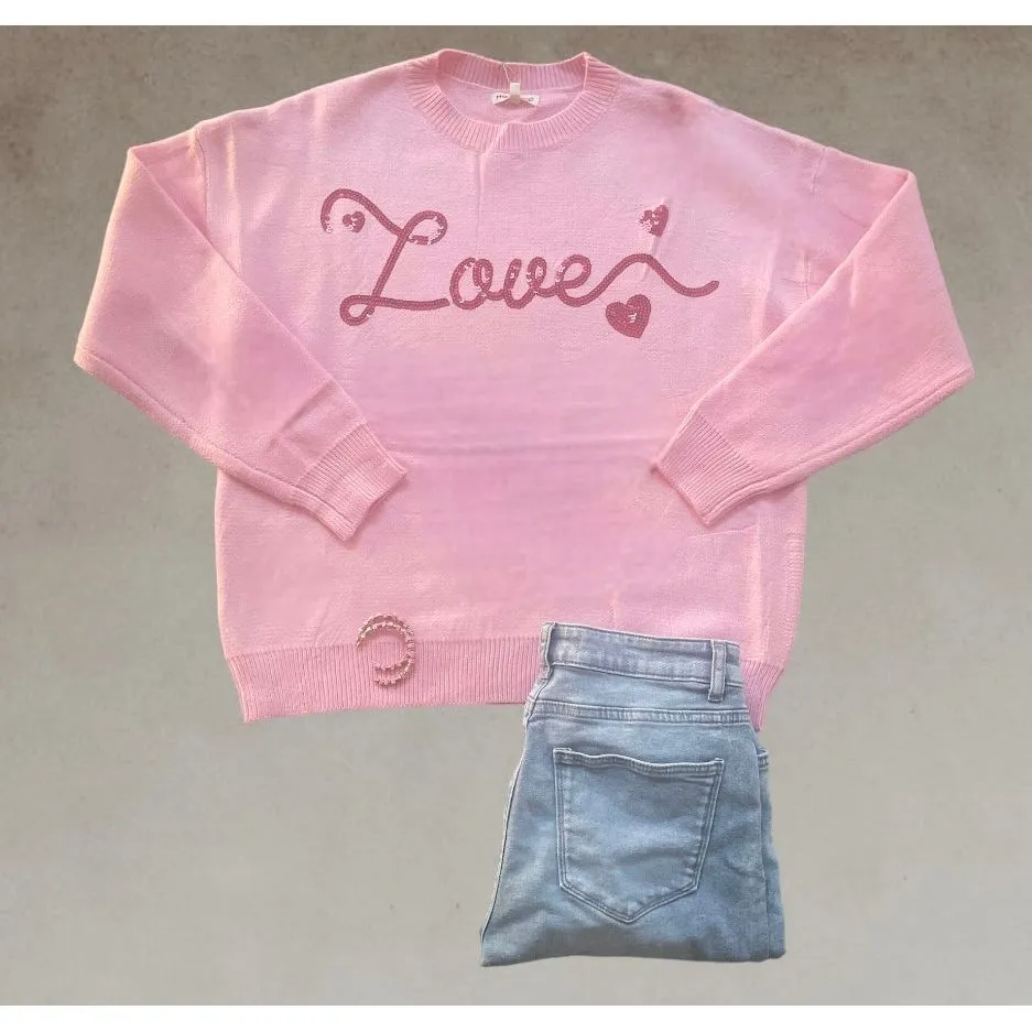 Love Sequin Heart Sweater