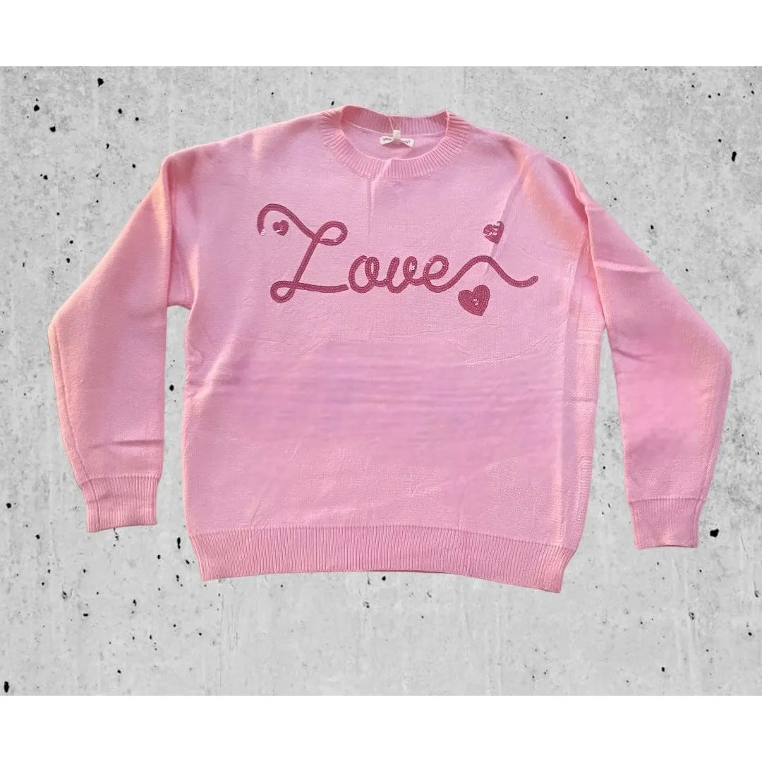 Love Sequin Heart Sweater