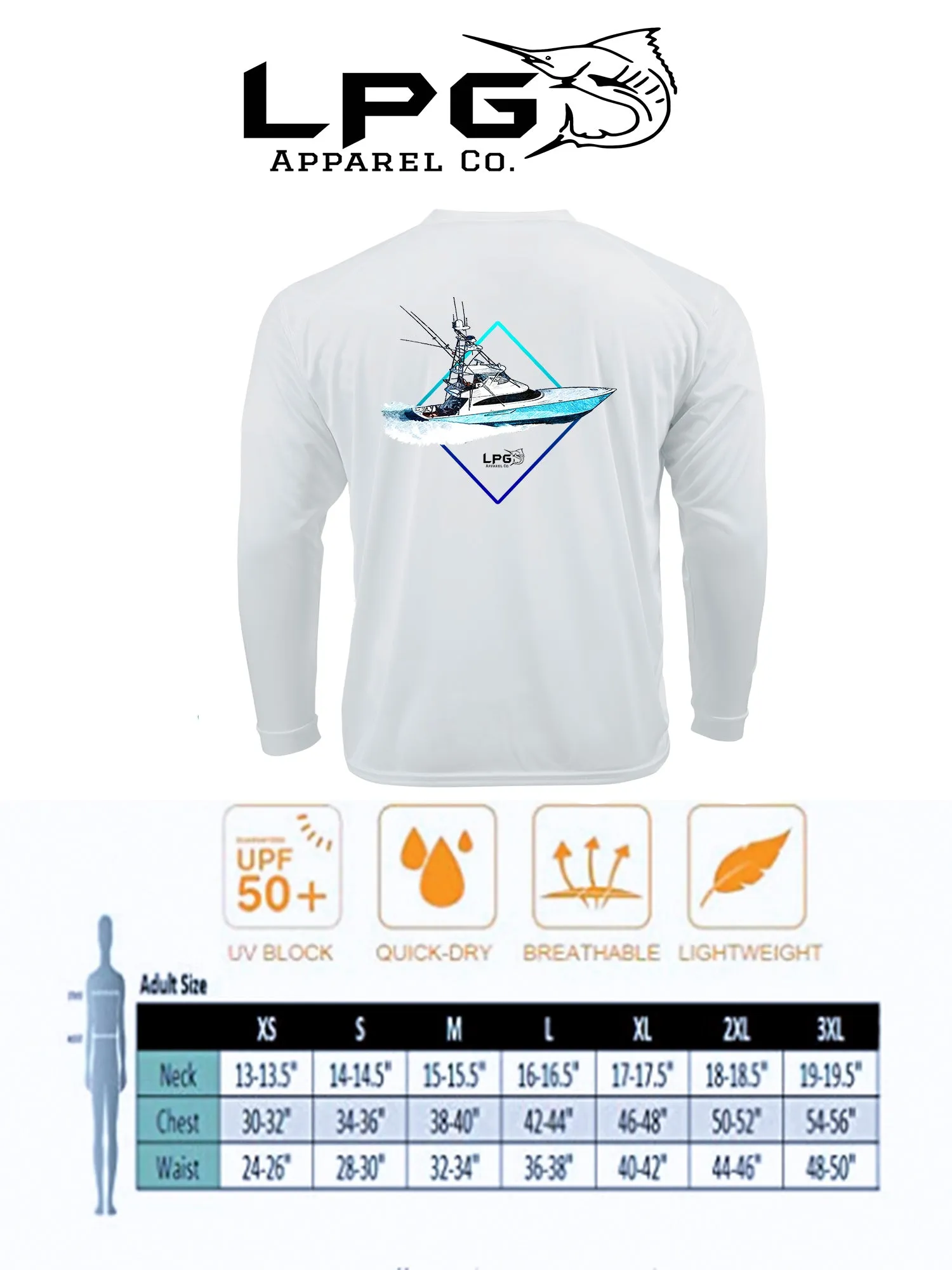 LPG Apparel Co®  Diamond Sportfish LS Performance UPF 50  T-Shirt