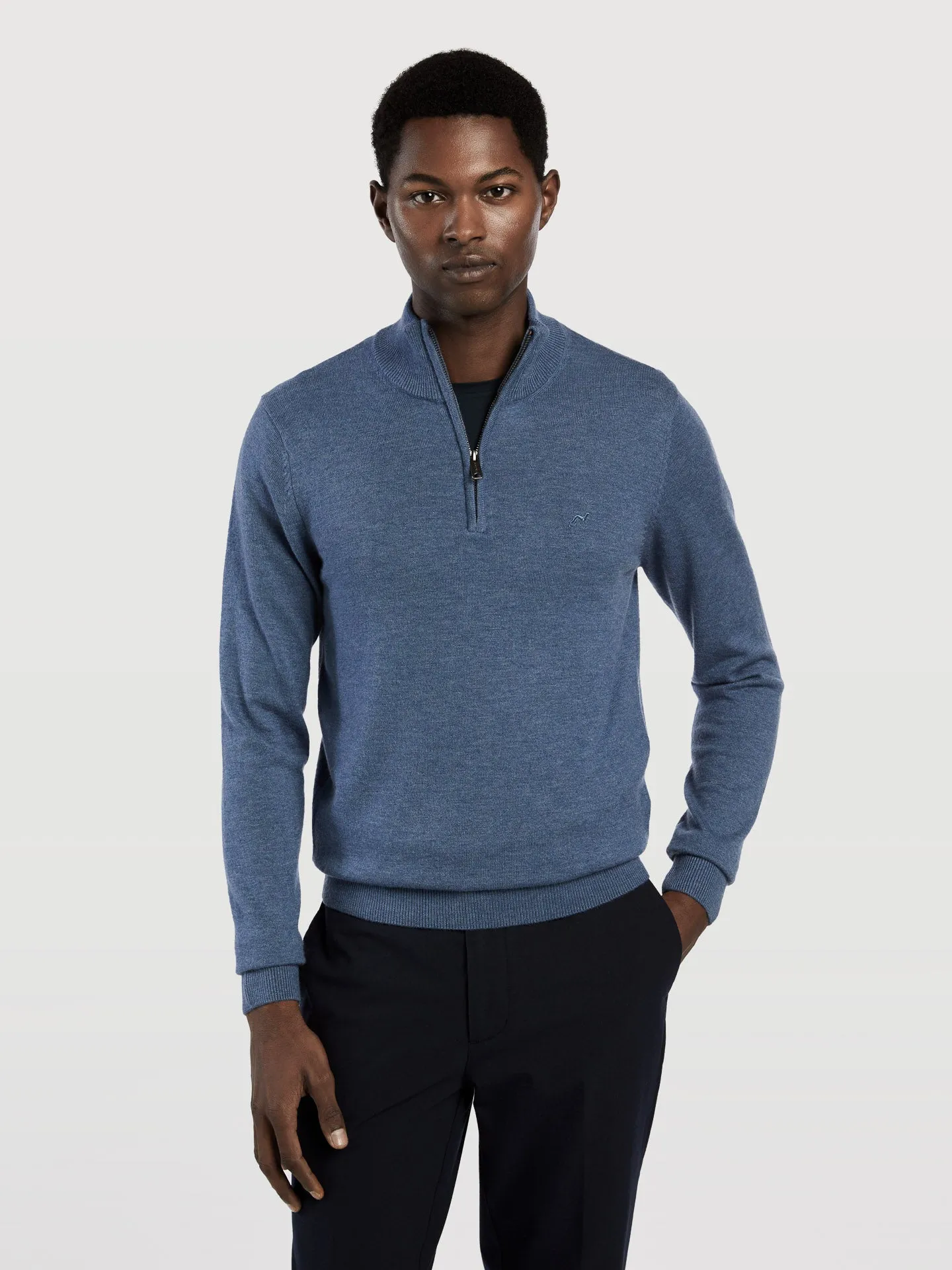 Machine washable high collar half-zip sweater