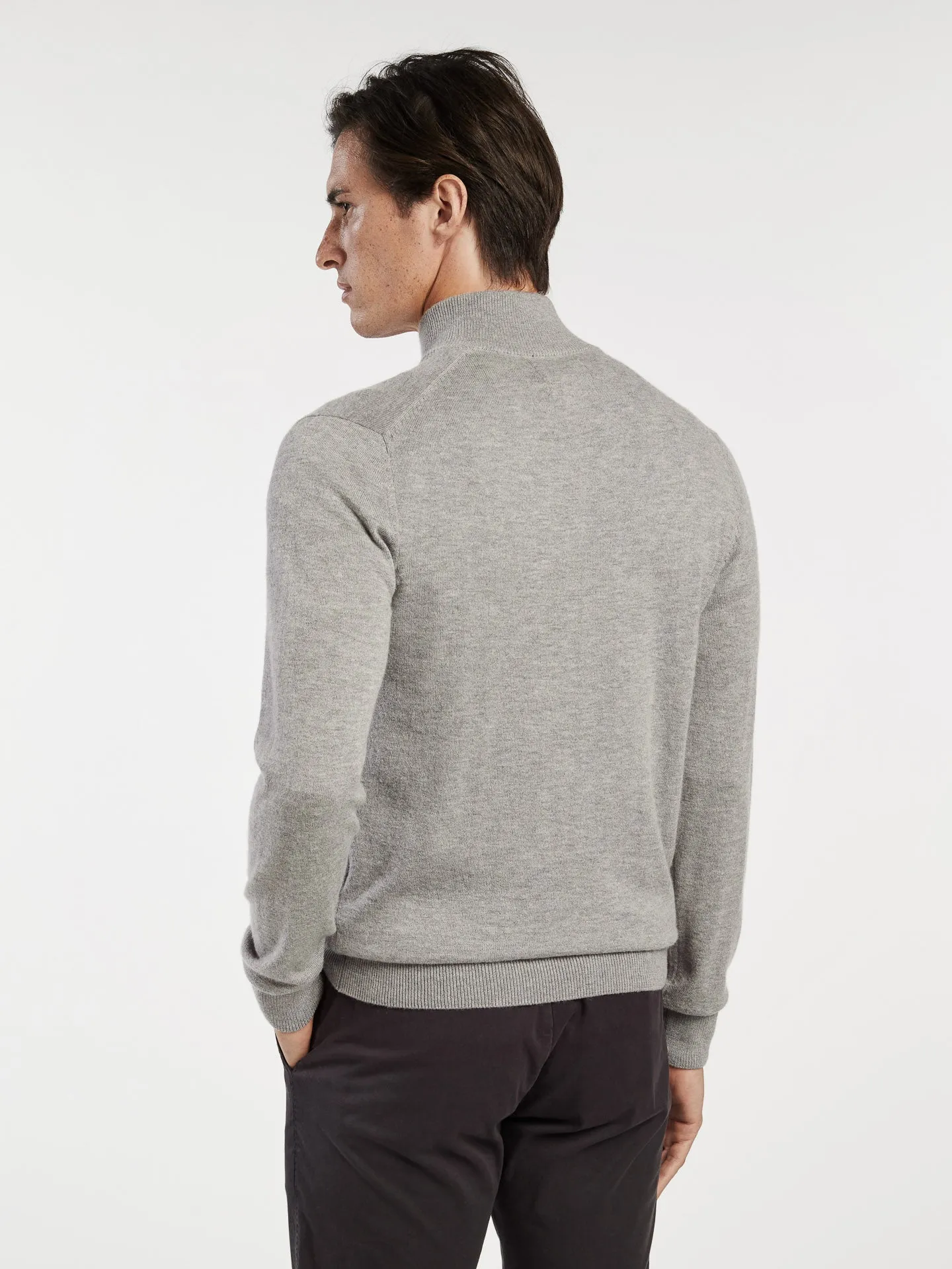 Machine washable high collar half-zip sweater