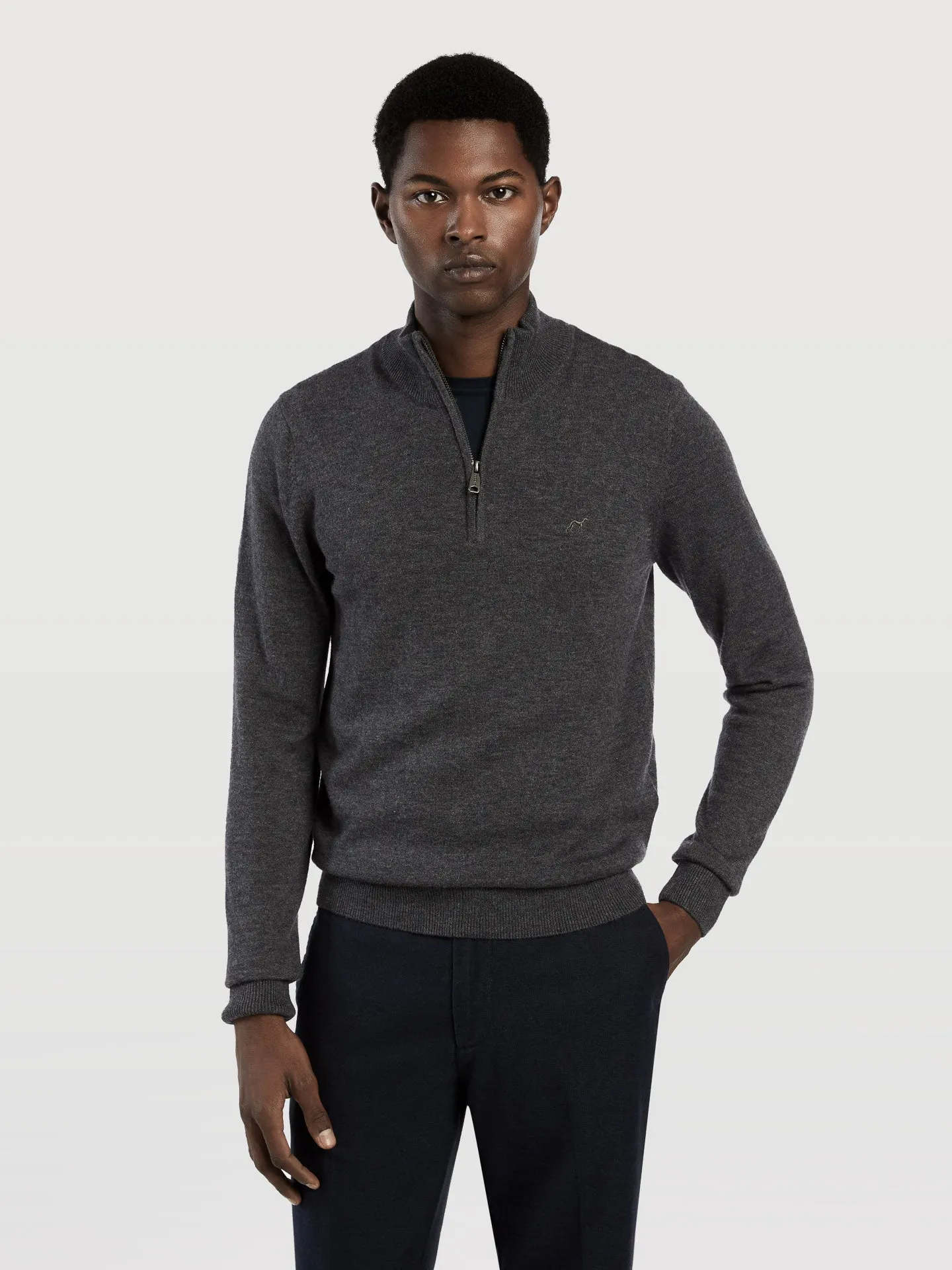 Machine washable high collar half-zip sweater