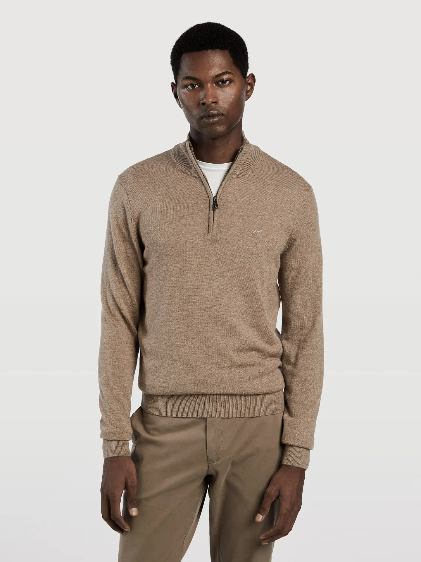 Machine washable high collar half-zip sweater