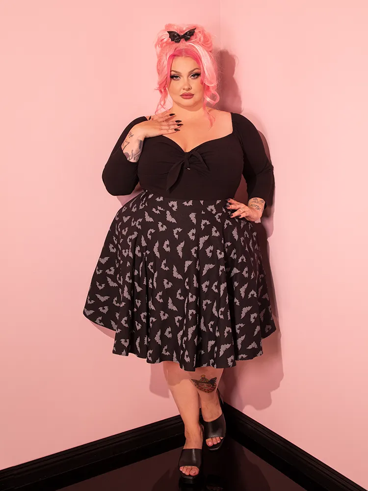 Maneater Skater Skirt in Glow-in-the-Dark Bat Print - Vixen by Micheline Pitt