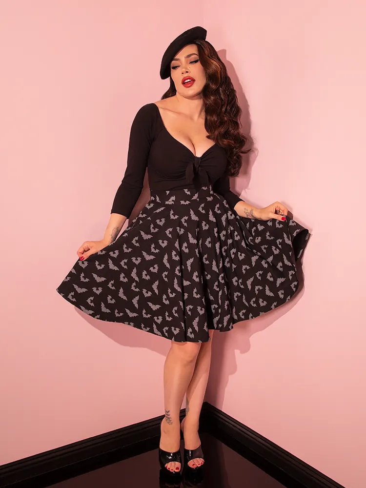 Maneater Skater Skirt in Glow-in-the-Dark Bat Print - Vixen by Micheline Pitt