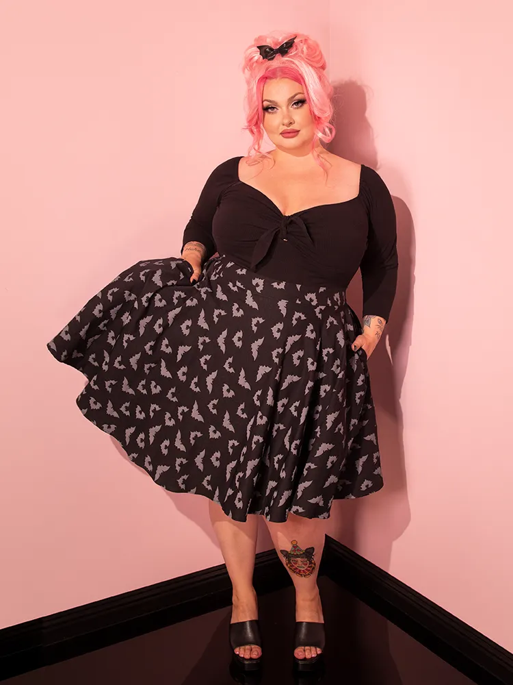 Maneater Skater Skirt in Glow-in-the-Dark Bat Print - Vixen by Micheline Pitt