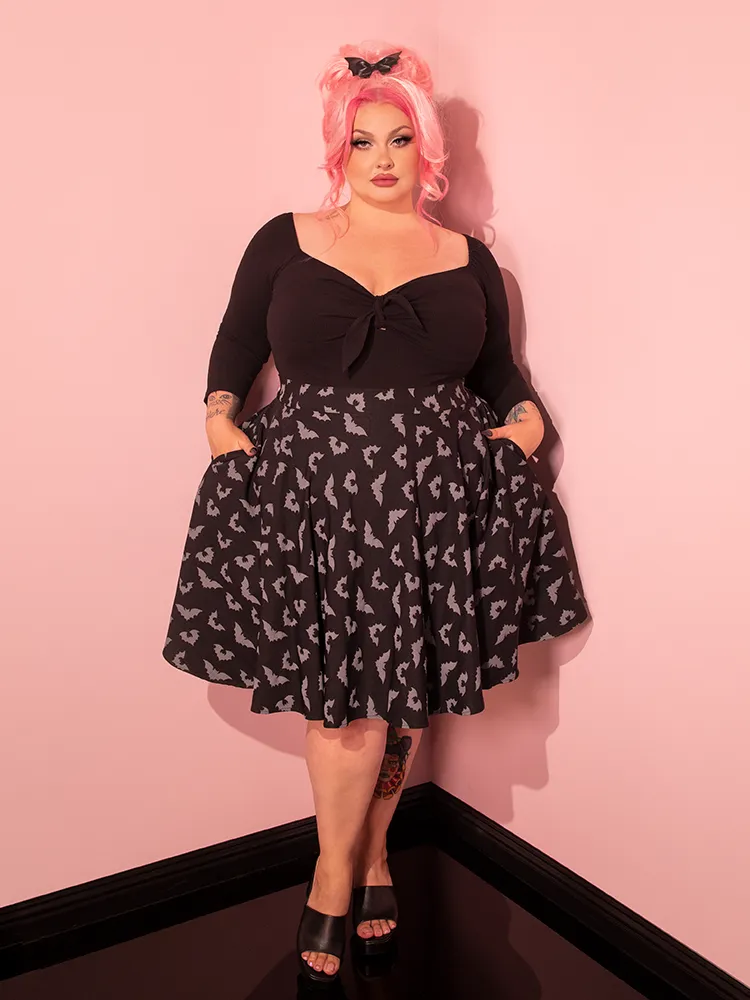 Maneater Skater Skirt in Glow-in-the-Dark Bat Print - Vixen by Micheline Pitt