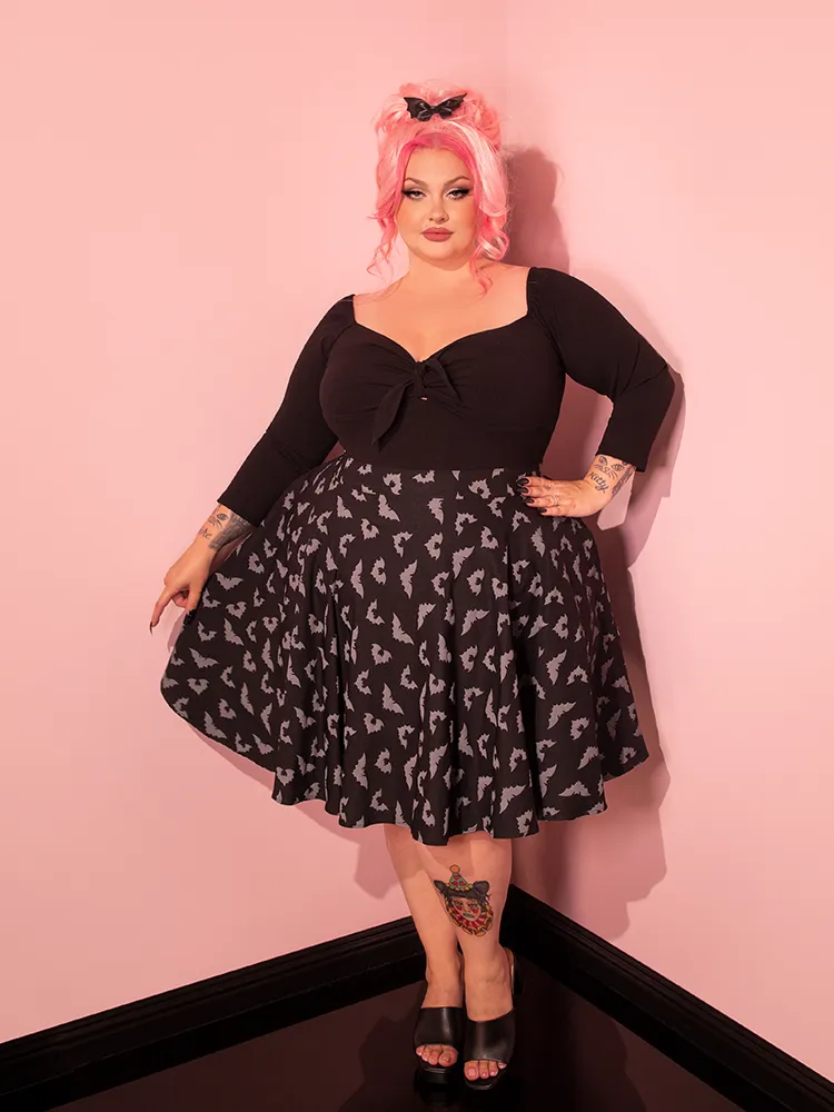 Maneater Skater Skirt in Glow-in-the-Dark Bat Print - Vixen by Micheline Pitt