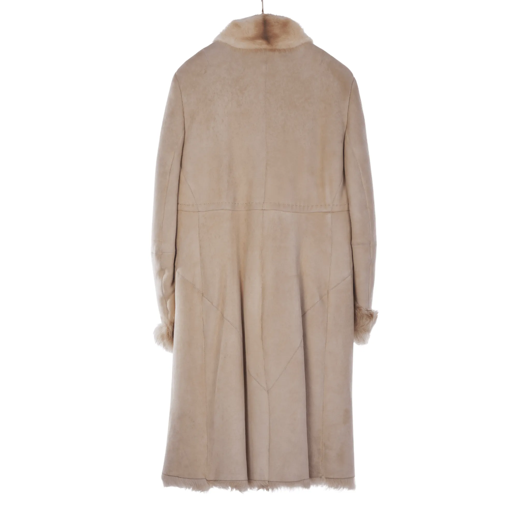 MaxMara Suede Leather Fawn Long Sleeved Coat UK Size 12