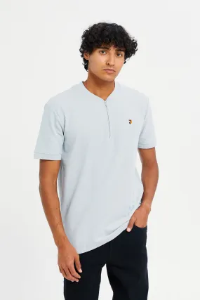 Men Blue Henley Polo Shirt