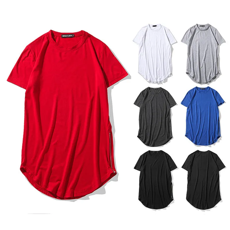 Men Crewneck Double Zippers Short Sleeves T-Shirt