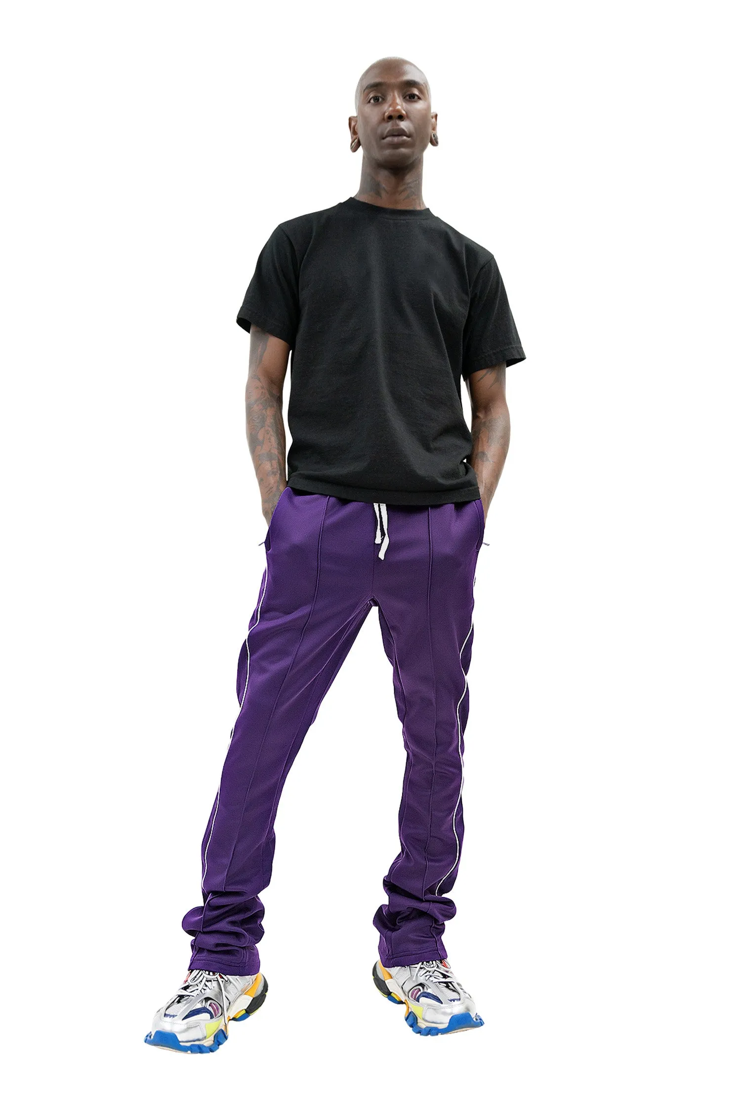 Men's Essential Solid Stacked Fit Flared Track Pants