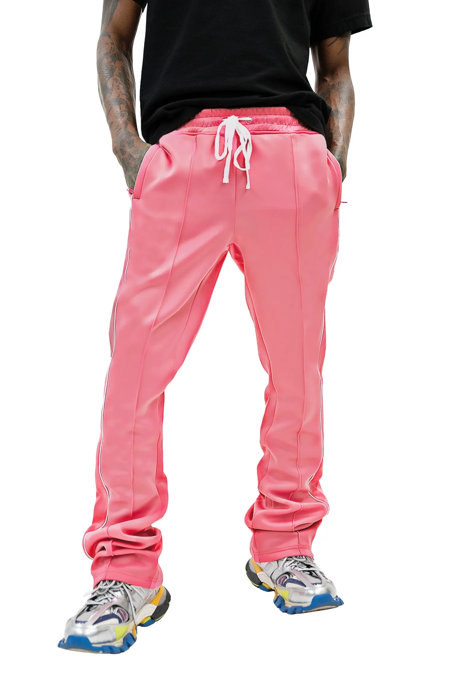 Men's Essential Solid Stacked Fit Flared Track Pants