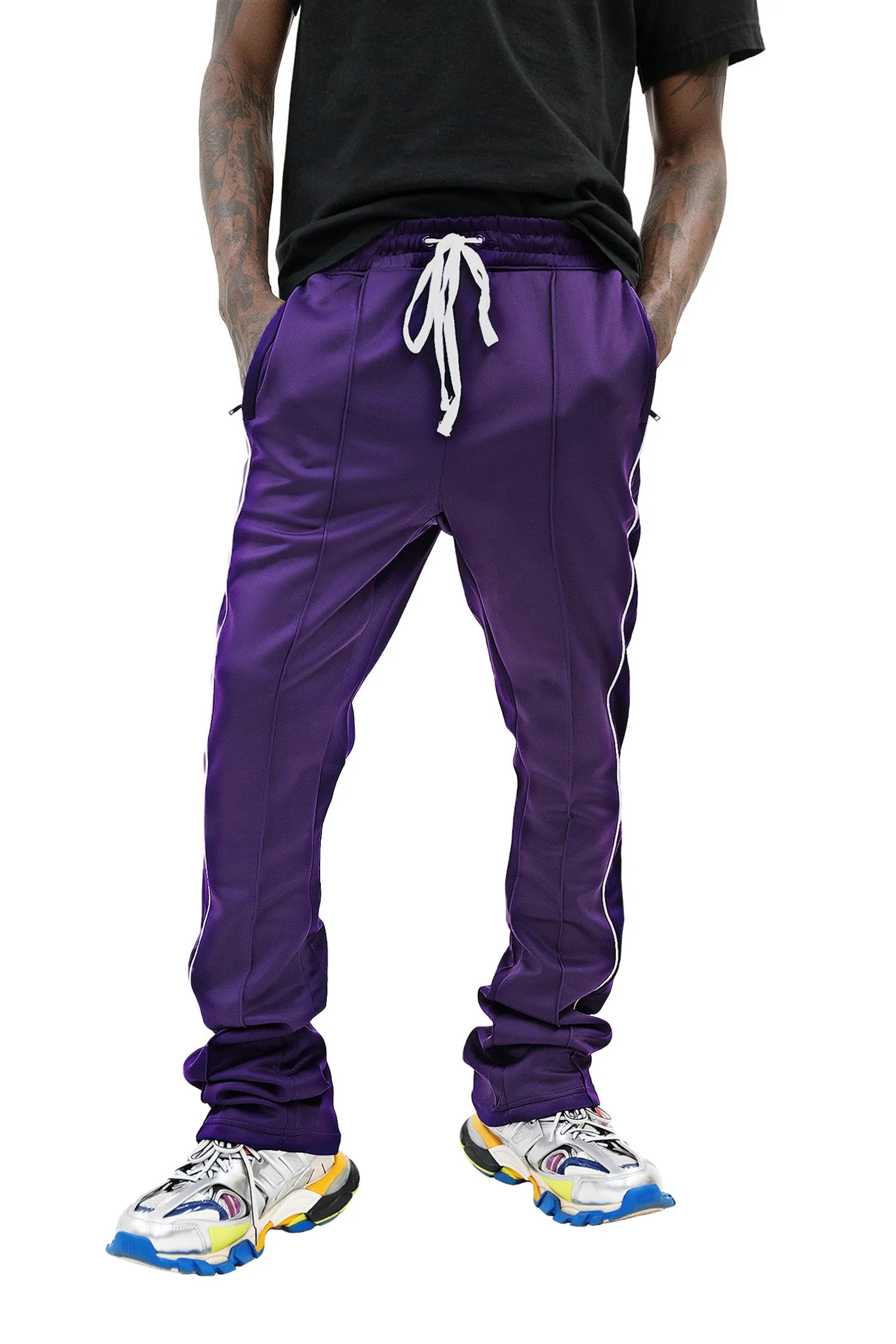 Men's Essential Solid Stacked Fit Flared Track Pants