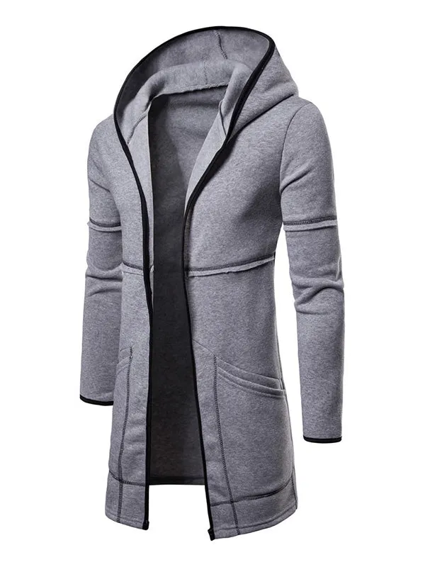 Men's Open Front Hooded Longline Coat