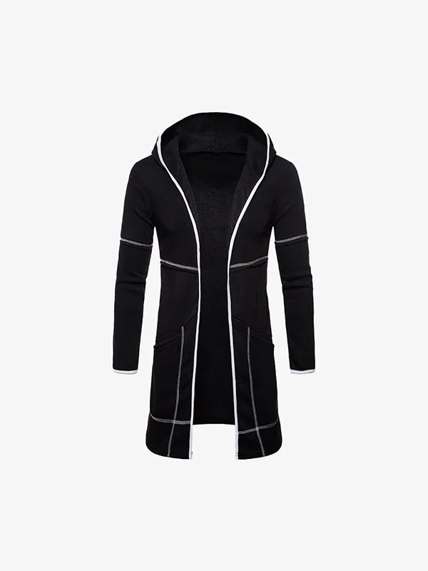 Men's Open Front Hooded Longline Coat