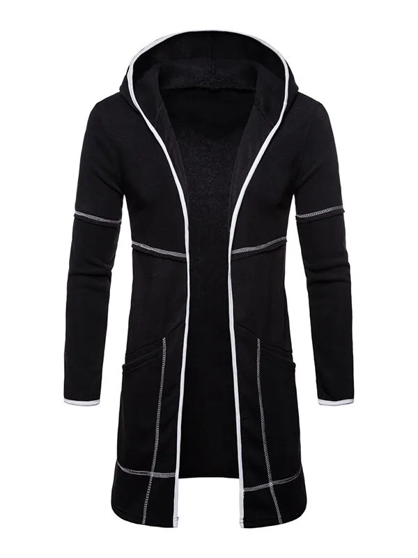 Men's Open Front Hooded Longline Coat