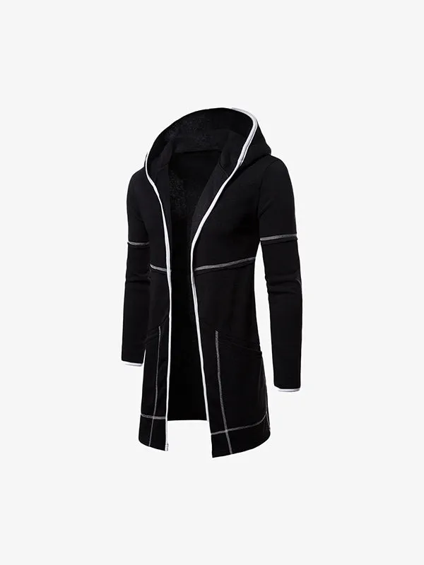 Men's Open Front Hooded Longline Coat