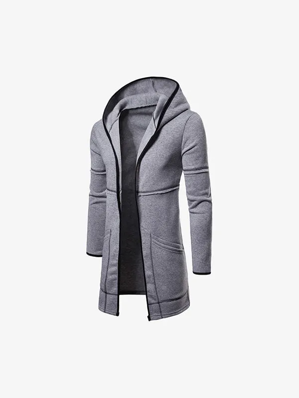 Men's Open Front Hooded Longline Coat