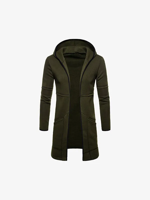 Men's Open Front Hooded Longline Coat