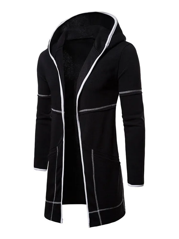 Men's Open Front Hooded Longline Coat