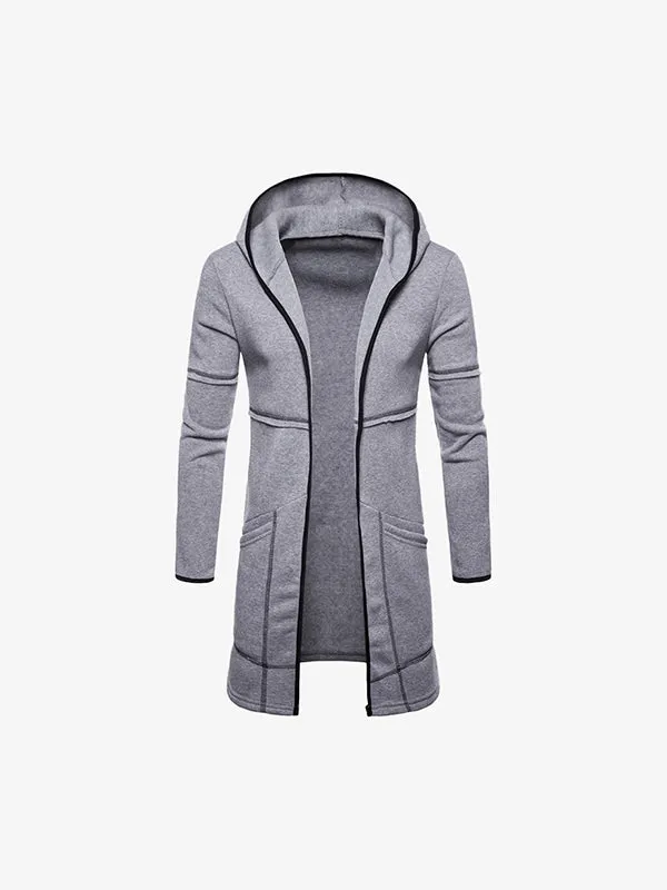 Men's Open Front Hooded Longline Coat