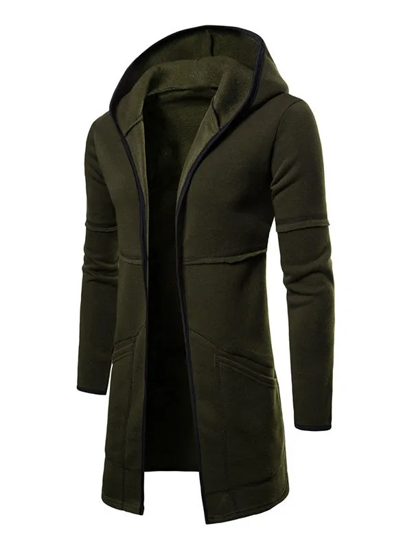 Men's Open Front Hooded Longline Coat