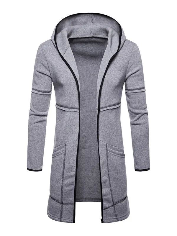 Men's Open Front Hooded Longline Coat