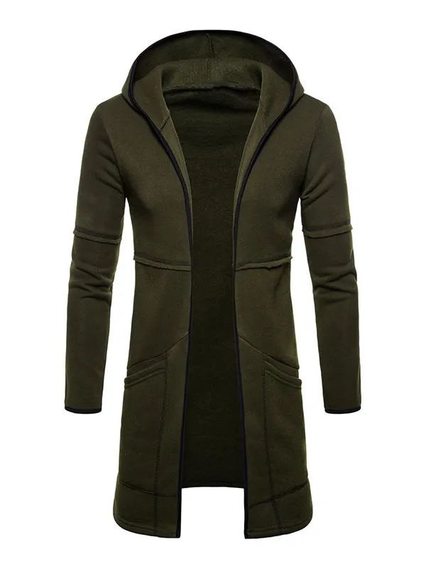 Men's Open Front Hooded Longline Coat