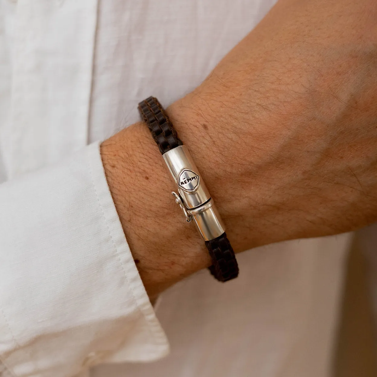 Men's Square Leather Brown Bracelet