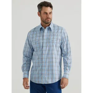 MEN'S WRANGLER RETRO® LONG SLEEVE SAWTOOTH SNAP POCKET WESTERN SHIRT IN SKY BLUE