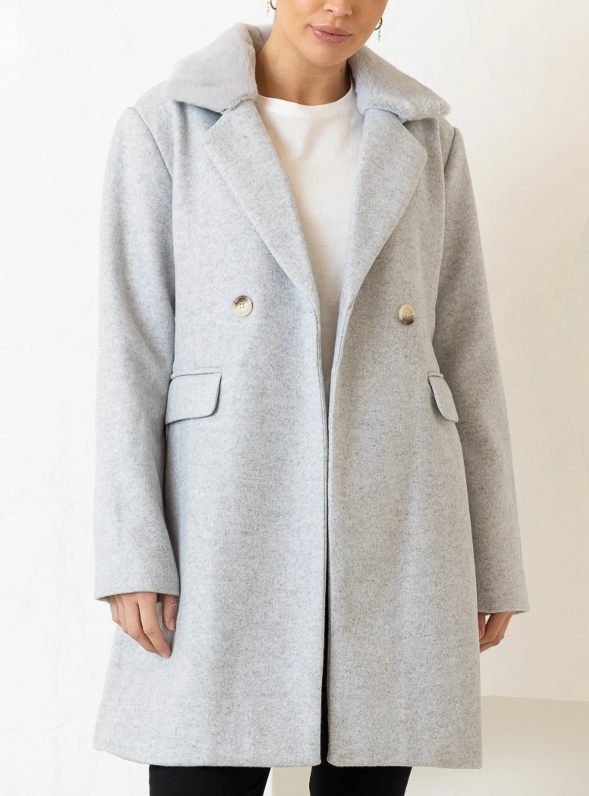 MIETTA COAT - Light Grey Marle