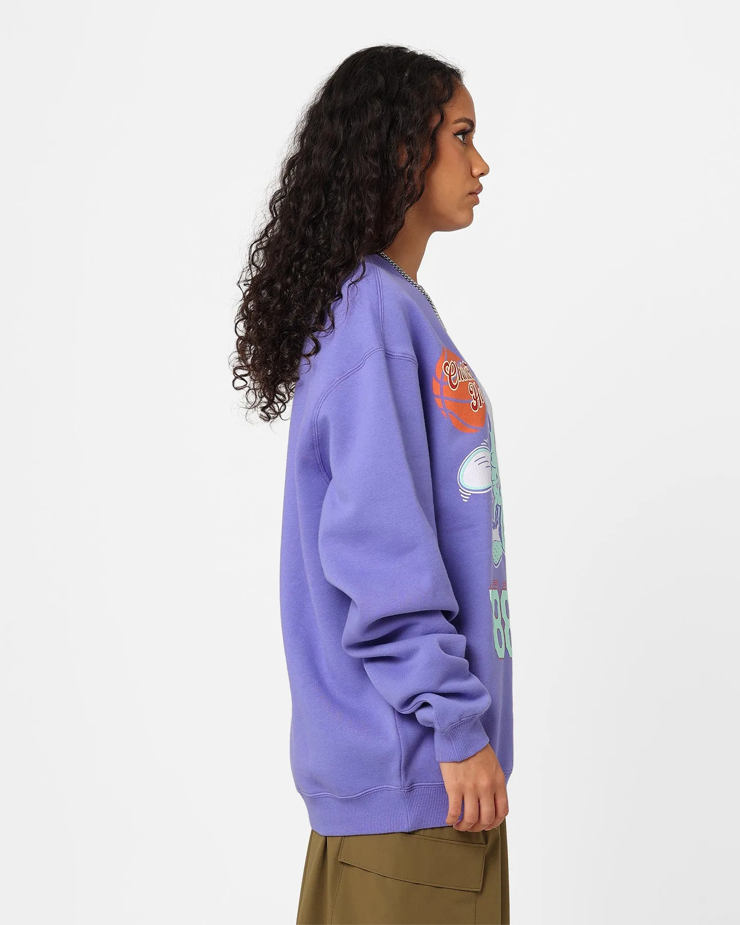 Mitchell & Ness Women's Charlotte Hornets Logo Crewneck Purple