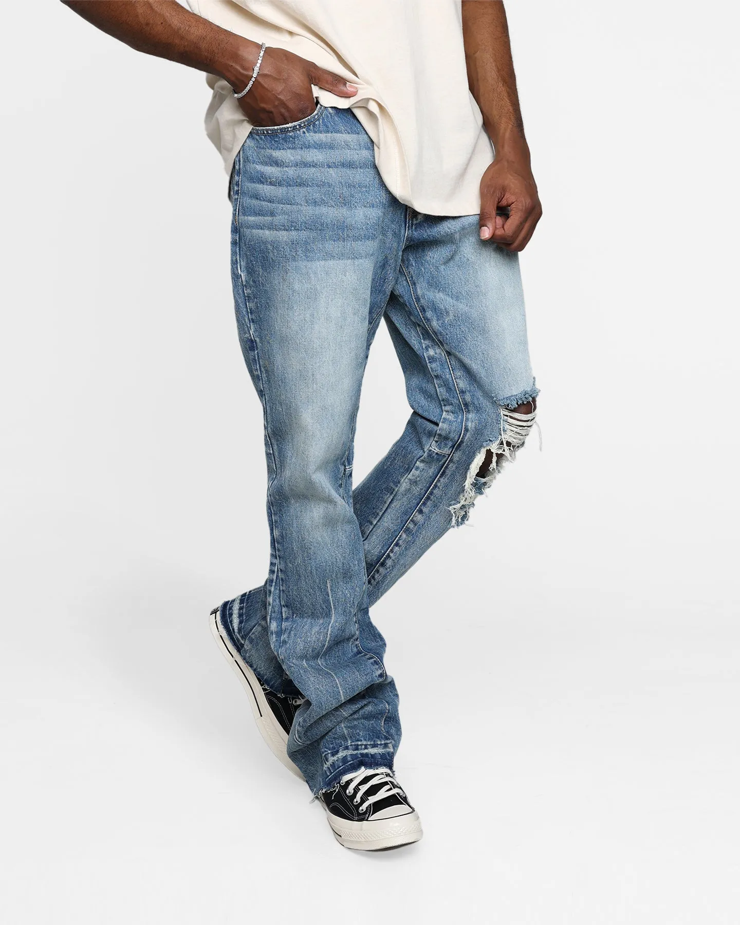 MNML B455 Flare Denim Pants Blue