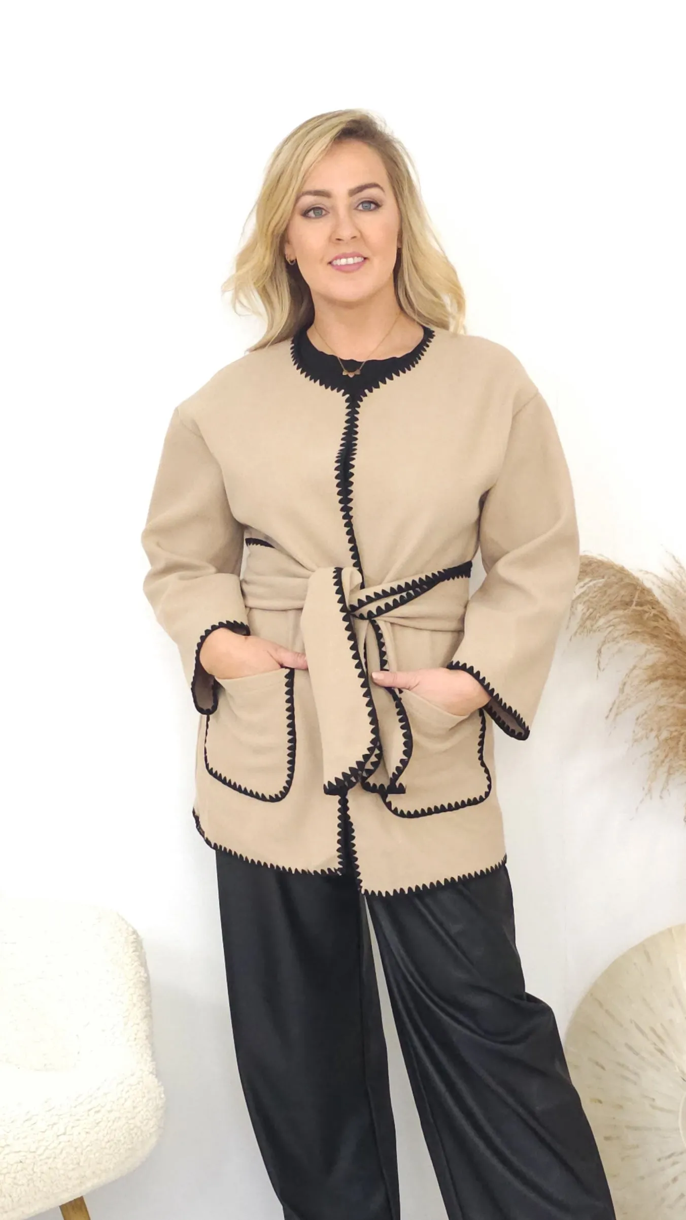 Monica Beige Short Coat