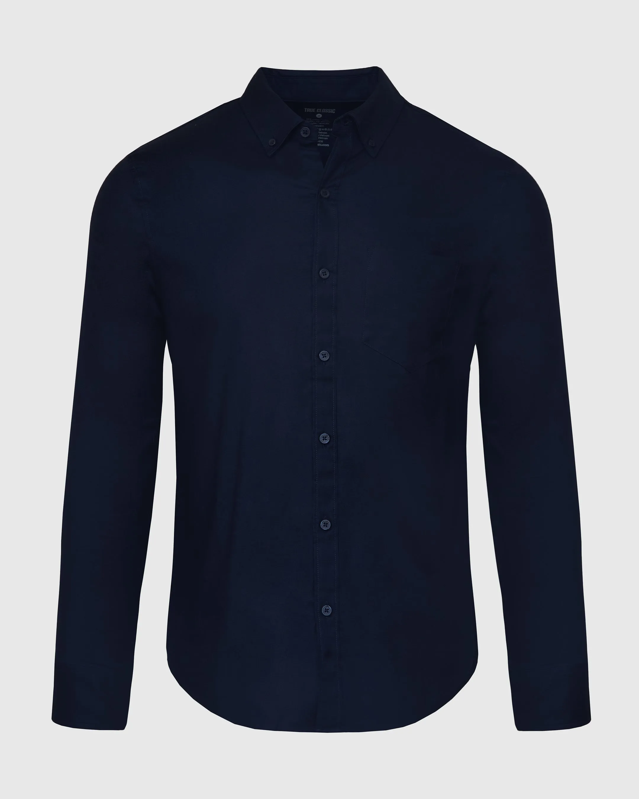 Navy Stretch Oxford Long Sleeve Shirt