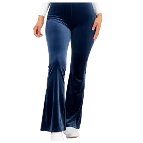 Navy Velour Flared Leggings