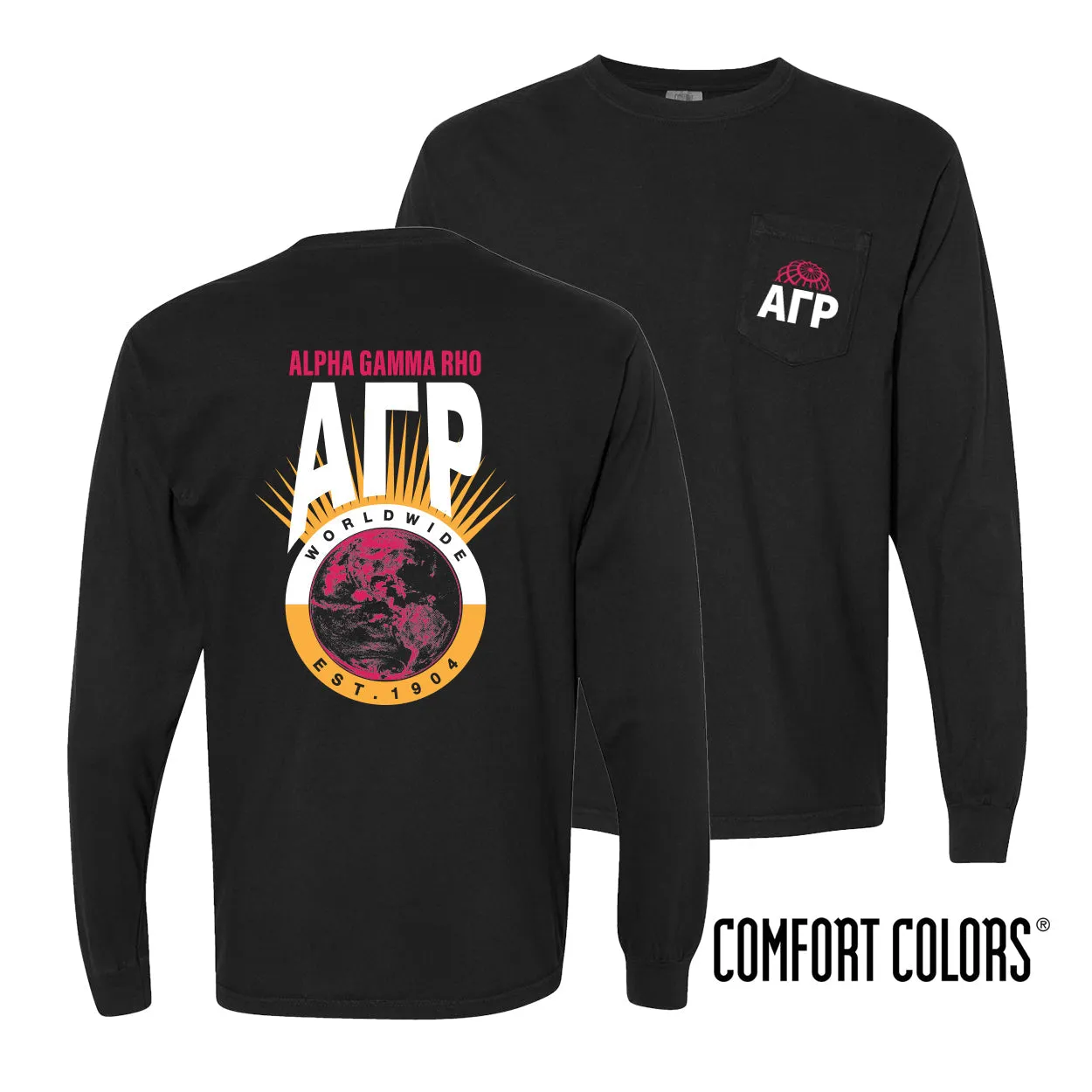 New! AGR Comfort Colors Retro Worldwide Long Sleeve Tee