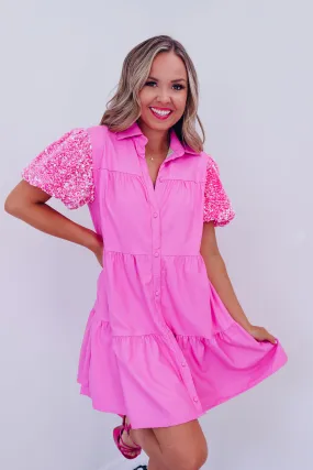 New Attitude Faux Leather Babydoll Dress - Pink