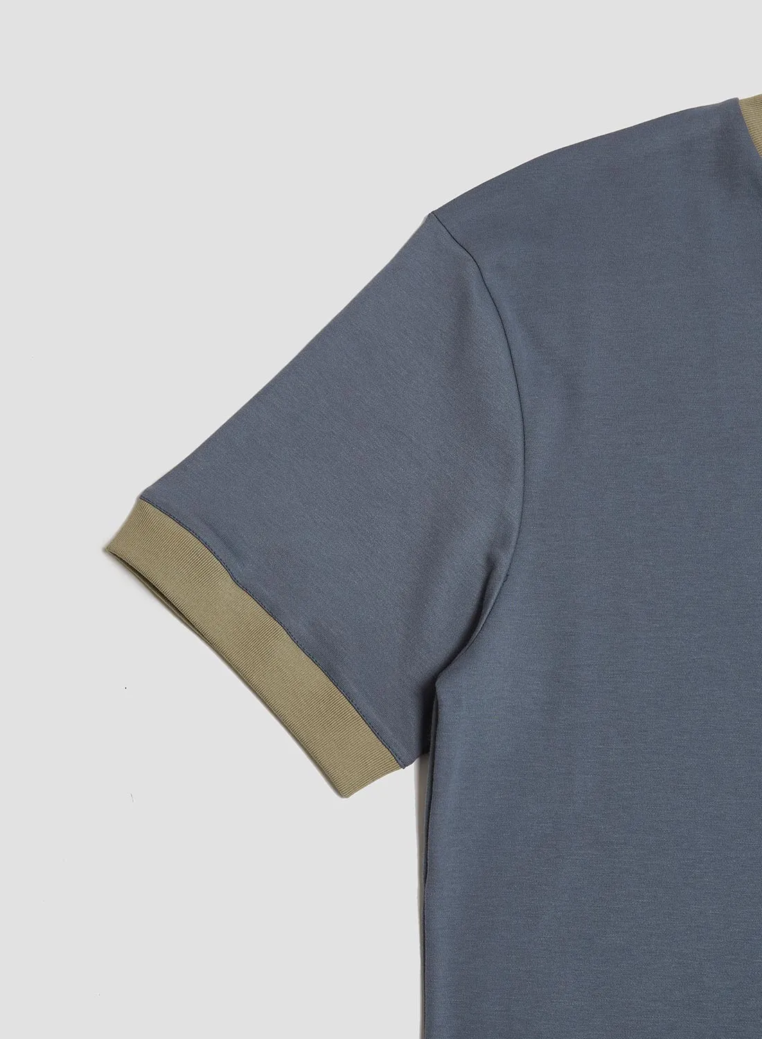 Nigel Cabourn x Sunspel Relaxed Heavyweight Supima Ringer T-Shirt in Slate Blue